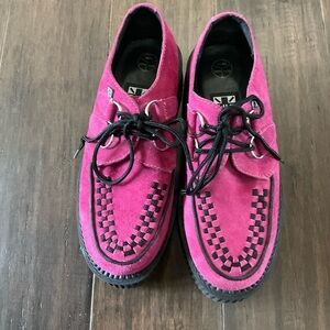 T.U.K. Creepers Woman’s Raspberry Size 5 Punk Rock And Roll Platform Shoes
